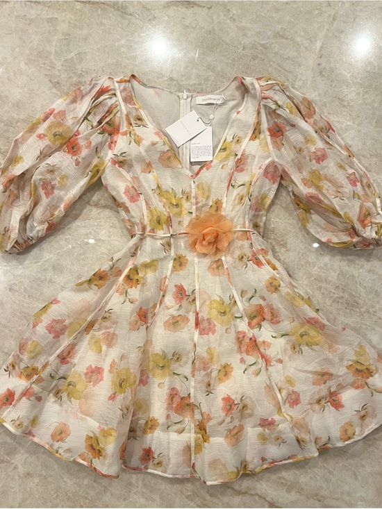 Zimmermann Dresses & Skirts - Zimmermann NWT Floral Linen Blend Dress with Detachable Belt Size 1 fits US 4-6